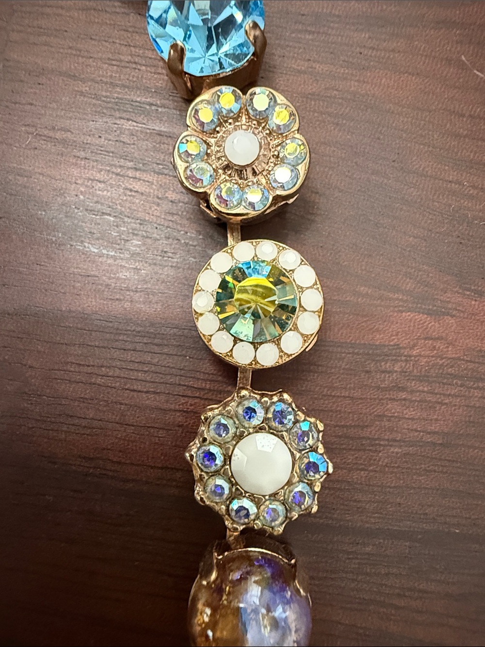 Mariana Multicolor Crystal Necklace Pastel Green Blue Purple Pink Rose Gold - Picture 6 of 9